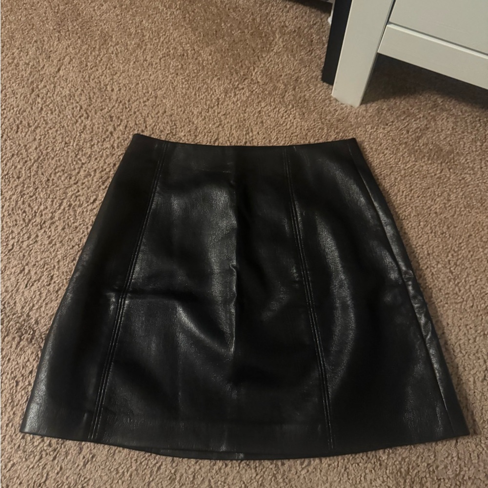 Babaton Black Leather Skirt